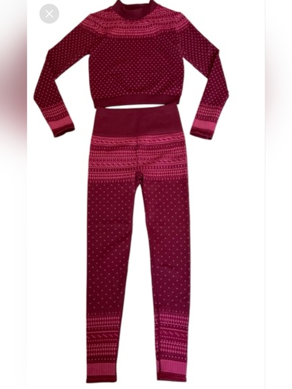 Fabletics Berry Pink Patterned Seamless Set - Picture 2 of 8